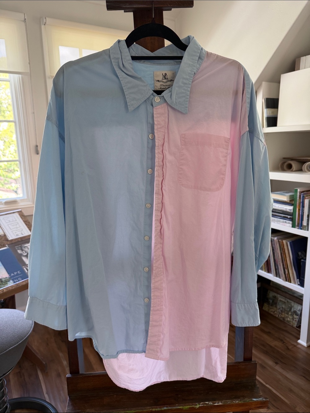 Denimist Light Blue & Pink oversized Button-Down Shirt